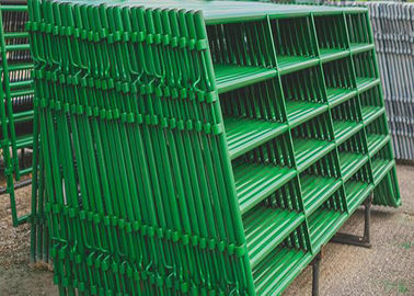 Green Pvc Coated Cattle Yard Panels 38MM Out Frame Pipe With 6 Rail